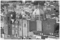 Temple de Santo Domingo seen from above. Zacatecas, Mexico (black and white)