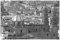 Catheral and rooftops. Zacatecas, Mexico (black and white)