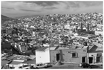 Panoramic view of the town from Paseo La Buffa. Zacatecas, Mexico (black and white)