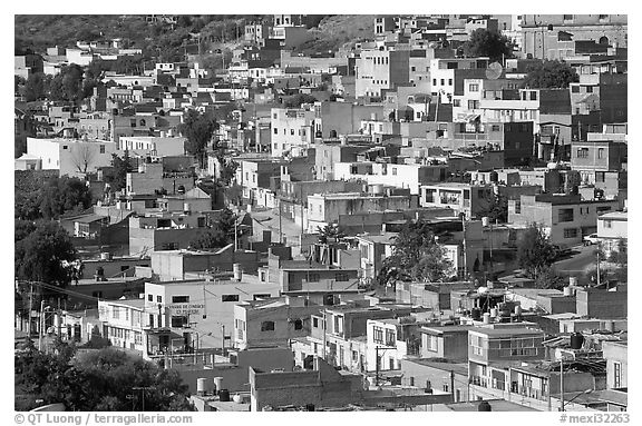 Neighborhood vith colorful houses seen from above. Zacatecas, Mexico