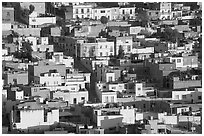 Houses on hill, late afternoon. Zacatecas, Mexico (black and white)