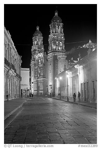 Hidalgo Avenue and Cathedral at night. Zacatecas, Mexico