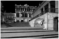 Goitia Square and Teatro Calderon at night. Zacatecas, Mexico (black and white)