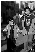 Mother and daughter on a sidewalk. Zacatecas, Mexico ( black and white)