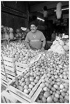 Vegetable vendor. Guanajuato, Mexico (black and white)