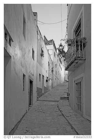 Steep callejone at dusk. Guanajuato, Mexico