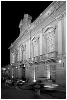 Palacio Legislativo de la Paz at night. Guanajuato, Mexico (black and white)