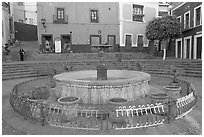 Fountain on Plazuela de los Angeles. Guanajuato, Mexico (black and white)