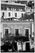 Houses bordering Plazuela San Fernando. Guanajuato, Mexico ( black and white)