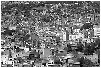 View of the city center from Pipila, mid-day. Guanajuato, Mexico (black and white)