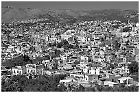 Panoramic view of the city, mid-day. Guanajuato, Mexico (black and white)