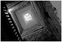 Ventilation chimney of La Valenciana mine. Guanajuato, Mexico (black and white)