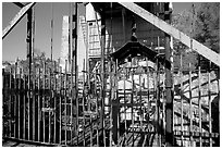 Fence around the main shaft of La Valenciana mine. Guanajuato, Mexico ( black and white)