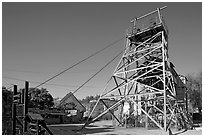 Tower above the main shaft of La Valenciana mine. Guanajuato, Mexico (black and white)