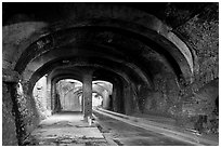 Subtarranean passageway with street and sidewalk. Guanajuato, Mexico ( black and white)