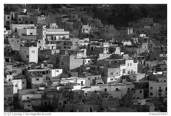 Vividly colored houses on hill, early morning. Guanajuato, Mexico