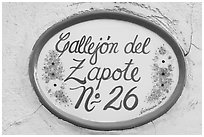 Street number sign. Guanajuato, Mexico (black and white)