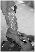 Mexican boot being polished. Guanajuato, Mexico ( black and white)