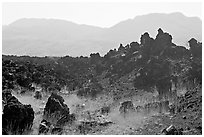 Hardened lava and hills. Mexico ( black and white)