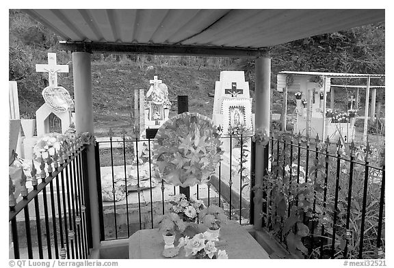 Covered tomb in a cemetery. Mexico