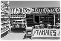 Roadside tamales stand. Baja California, Mexico (black and white)