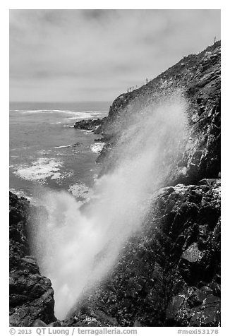 Tidal blowhole, La Bufadora. Baja California, Mexico (black and white)