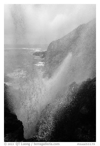 Marine geyser blowing up 100 feet, La Bufadora. Baja California, Mexico