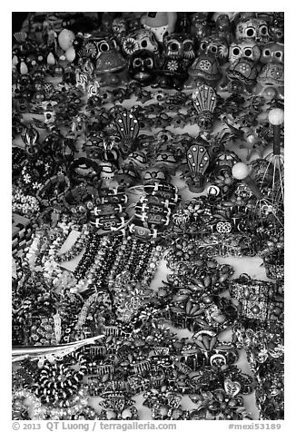 Handicrafts for sale. Baja California, Mexico (black and white)
