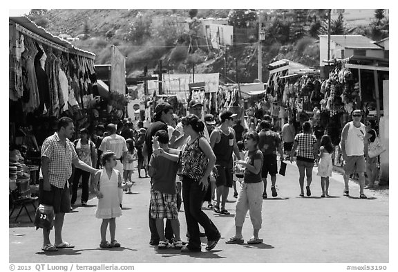 Flee market, La Bufadora. Baja California, Mexico (black and white)