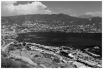 Bay and market. Baja California, Mexico (black and white)