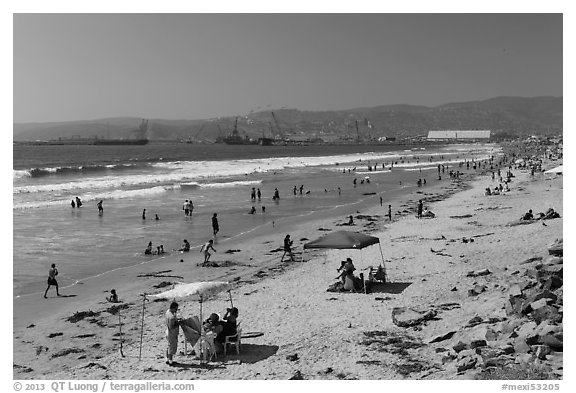 Beach south of harbor. Baja California, Mexico (black and white)