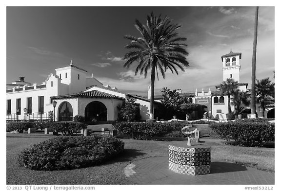 Riviera del Pacífico in Moorish-style architecture, Ensenada. Baja California, Mexico (black and white)