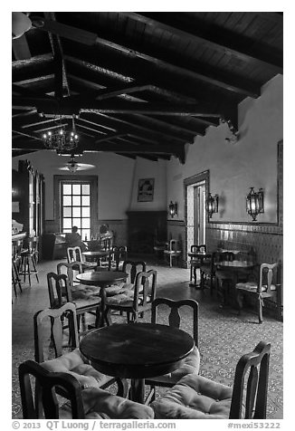 Wooden bar, Riviera Del Pacifico, Ensenada. Baja California, Mexico (black and white)