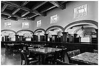 Room with elaborated mosaics and carved beams, Riviera Del Pacifico, Ensenada. Baja California, Mexico (black and white)