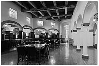 Room with original furniture and mosaics, Riviera Del Pacifico, Ensenada. Baja California, Mexico (black and white)