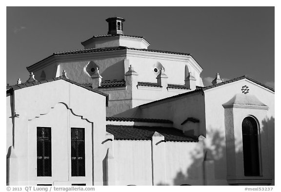 Casino room from outside, Riviera Del Pacifico, Ensenada. Baja California, Mexico (black and white)