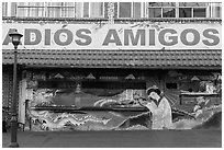 International mural decor, Ensenada. Baja California, Mexico (black and white)