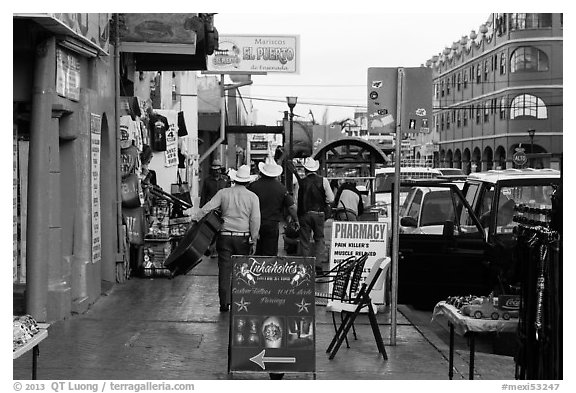 Main shopping street, Ensenada. Baja California, Mexico (black and white)