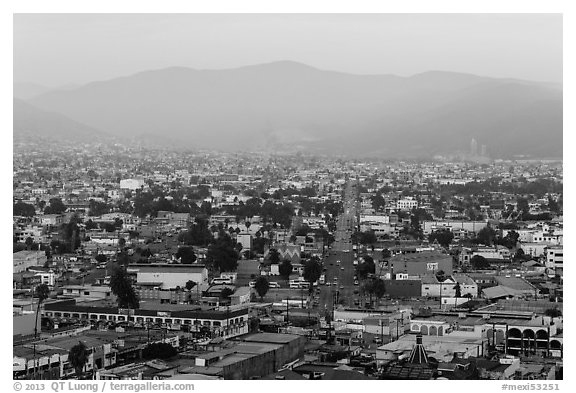Ensenada seen from El Mirador. Baja California, Mexico (black and white)