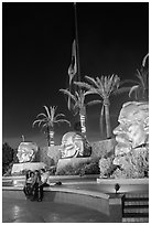 Family at Three Heads Park at night, Ensenada. Baja California, Mexico ( black and white)