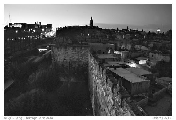 Old town remparts at dusk. Jerusalem, Israel