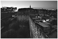 Old town remparts at dusk. Jerusalem, Israel (black and white)