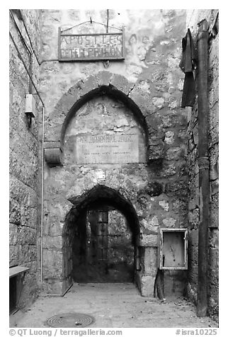 Prison of Apostle Peter. Jerusalem, Israel (black and white)