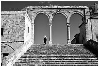 Arches on the entrance of the Dome of the Rock. Jerusalem, Israel ( black and white)