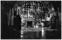 Decorated chapel inside the Church of the Holy Sepulchre. Jerusalem, Israel ( black and white)
