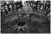 The nativity star in the Church of the Nativity, Bethlehem. West Bank, Occupied Territories (Israel) (black and white)