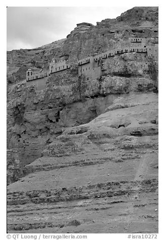 Monastery perched on the side of a steep clif. West Bank, Occupied Territories (Israel)