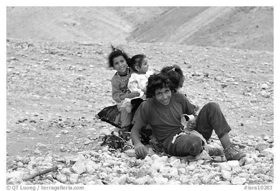 Bedouin children playing, Judean Desert. West Bank, Occupied Territories (Israel)