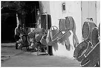 Hand-made baskets, Akko (Acre). Israel (black and white)