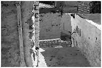 Walls and alley in the old city of Safed (Tzfat). Israel (black and white)